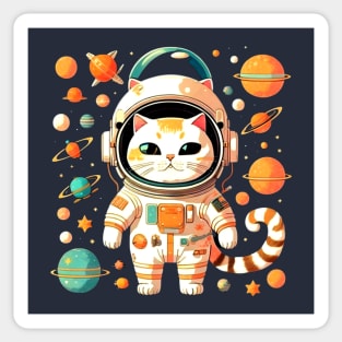 Funny Astronaut Cat at the Space Sticker